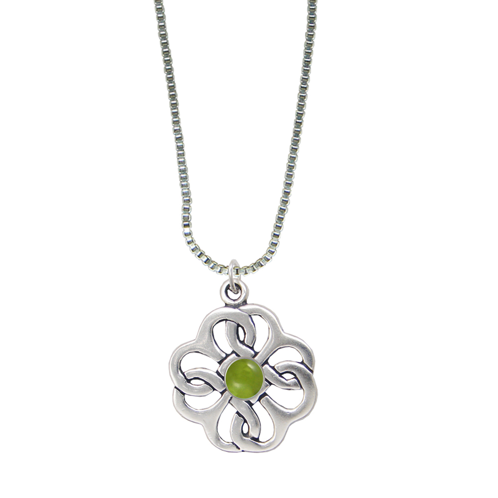 Sterling Silver Celtic Knot Flower Pendant Peridot